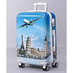 Pine Kids Trolley Luggage Bags Blue - 22 inch| Shock Resistant| Telescopic Handle| Water Resistant| Easy Zipper Closure| Durable Wheels| Number Lock