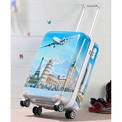 Pine Kids Trolley Luggage Bags Blue - 22 inch| Shock Resistant| Telescopic Handle| Water Resistant| Easy Zipper Closure| Durable Wheels| Number Lock
