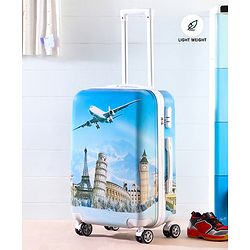 Pine Kids Trolley Luggage Bags Blue - 22 inch| Shock Resistant| Telescopic Handle| Water Resistant| Easy Zipper Closure| Durable Wheels| Number Lock