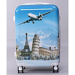 Pine Kids Trolley Luggage Bags Blue - 22 inch| Shock Resistant| Telescopic Handle| Water Resistant| Easy Zipper Closure| Durable Wheels| Number Lock