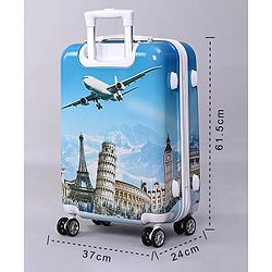 Pine Kids Trolley Luggage Bags Blue - 22 inch| Shock Resistant| Telescopic Handle| Water Resistant| Easy Zipper Closure| Durable Wheels| Number Lock
