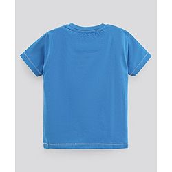 Pine Kids Half Sleeves Biowashed T-Shirt Text Print - Blue