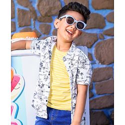 Pine Kids Half Sleeves Shirt Printed - White