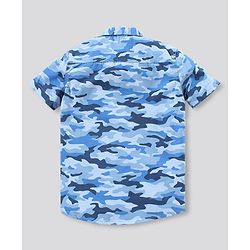 Pine Kids Half Sleeves Shirt Camouflage Print - Blue