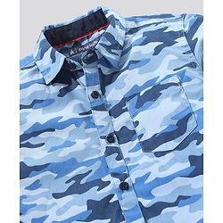 Pine Kids Half Sleeves Shirt Camouflage Print - Blue