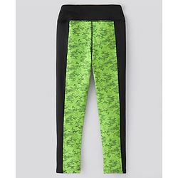 Pine Active Sleeveless Printed High Stretch Sports Bra & Leggings - Black Green