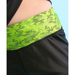 Pine Active Sleeveless Sports T-Shirt And Shorts Text Print - Black & Green