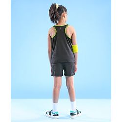 Pine Active Sleeveless Sports T-Shirt And Shorts Text Print - Black & Green
