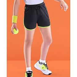 Pine Active Mid Thigh Length Solid Color Shorts  - Black