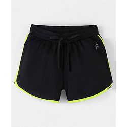 Pine Active Mid Thigh Length Solid Color Shorts  - Black