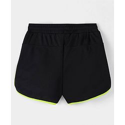 Pine Active Mid Thigh Length Solid Color Shorts  - Black