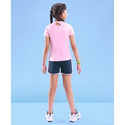 Pine Active Super Stretch Half Sleeves T-Shirt & Shorts Set Pink & Black