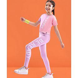 Pine Active Super Stretch Half Sleeves T-Shirt & Leggings Set - Pink