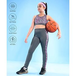 Pine Active Sleeveless High Stretch Sports Bra & Leggings Cheetah Pattern - Multicolour
