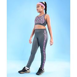 Pine Active Sleeveless High Stretch Sports Bra & Leggings Cheetah Pattern - Multicolour