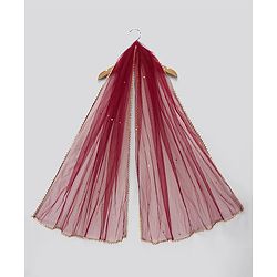 Pine Kids Half Sleeves Embroidered Choli with Lehenga and Dupatta - Maroon