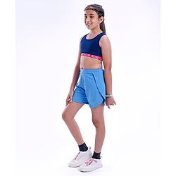 Pine Active High stretch Lycra Shorts Solid with Inner Tights - Blue