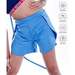 Pine Active High stretch Lycra Shorts Solid with Inner Tights - Blue