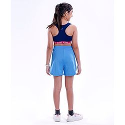 Pine Active High stretch Lycra Shorts Solid with Inner Tights - Blue