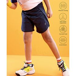 Pine Active High stretch Lycra Shorts Solid with Inner Tights - Navy