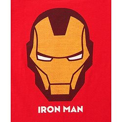 Pine Kids Half Sleeves Biowashed Glow In Dark T-Shirt Iron Man Print - Red