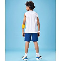 Pine Active Skin Friendly & Breathable Sleeveless Sportswear T-Shirt - White & orange