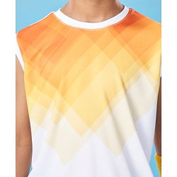 Pine Active Skin Friendly & Breathable Sleeveless Sportswear T-Shirt - White & orange