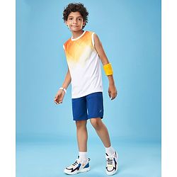 Pine Active Skin Friendly & Breathable Sleeveless Sportswear T-Shirt - White & orange