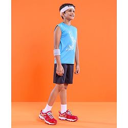 Pine Active Skin Friendly & Breathable Sleeveless Printed T-Shirt - Blue