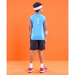 Pine Active Skin Friendly & Breathable Sleeveless Printed T-Shirt - Blue