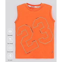 Pine Active Sleeveless Tee Numeric 23 Print - Orange