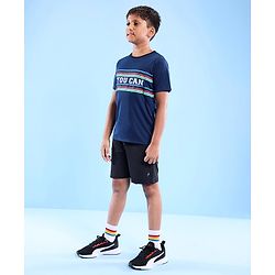 Pine Active Half Sleeves T-Shirt Text Print - Navy Blue