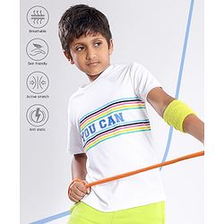 Pine Active Half Sleeves Striped and Text Print T-shirt - White