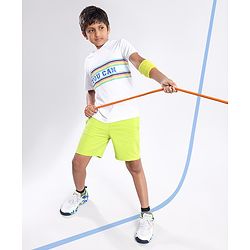 Pine Active Half Sleeves Striped and Text Print T-shirt - White