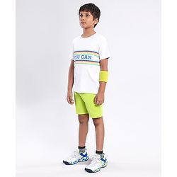 Pine Active Half Sleeves Striped and Text Print T-shirt - White