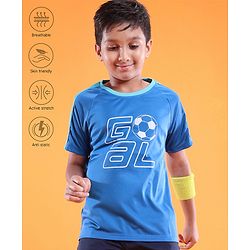 Pine Active Skin Friendly & Breathable Half Sleeves T-Shirt Text Printed - Blue
