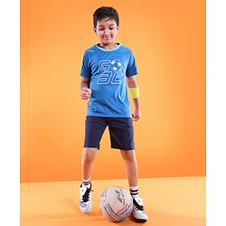 Pine Active Skin Friendly & Breathable Half Sleeves T-Shirt Text Printed - Blue