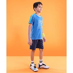 Pine Active Skin Friendly & Breathable Half Sleeves T-Shirt Text Printed - Blue