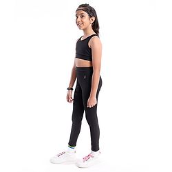 Pine Active Sleeveless Solid High Stretch Sports Bra & Leggings - Black
