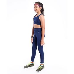 Pine Active Sleeveless Solid High Stretch Sports Bra & Leggings - Blue