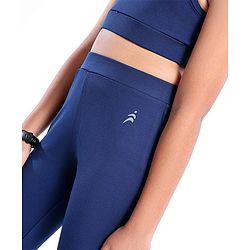 Pine Active Sleeveless Solid High Stretch Sports Bra & Leggings - Blue