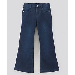 Pine Kids Cotton Full Length Stretchable Jeans with Flared Style Washed - Dark Blue
