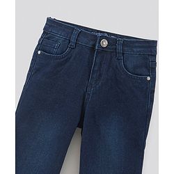 Pine Kids Cotton Full Length Stretchable Jeans with Flared Style Washed - Dark Blue