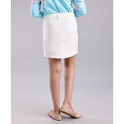 Pine Kids Above Knee Length Floral Embroidered Skirt - White