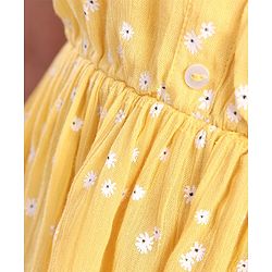 Pine Kids Rayon Sleeveless Crinkle All Over Printed Top - Yellow