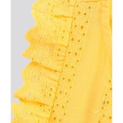 Pine Kids Flutter Sleeves Premium Cotton Schiffli Top - Yellow