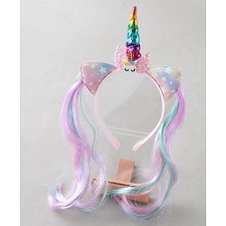 Pine Kids Hair Extensions Unicorn Themed Hair Band Free Size - Multicolour