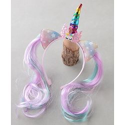 Pine Kids Hair Extensions Unicorn Themed Hair Band Free Size - Multicolour