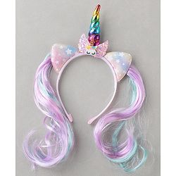 Pine Kids Hair Extensions Unicorn Themed Hair Band Free Size - Multicolour
