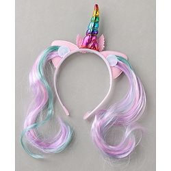 Pine Kids Hair Extensions Unicorn Themed Hair Band Free Size - Multicolour